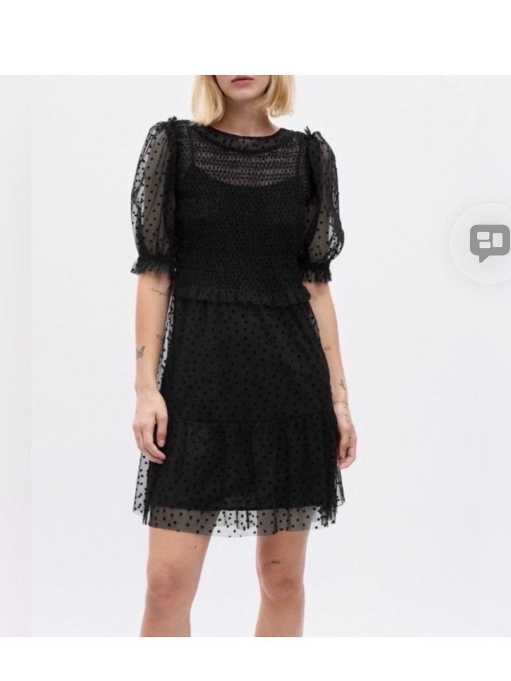 ‼️HUGE SALE‼️NWT GAP Black Swiss Dot Puff-Sleeve Dress